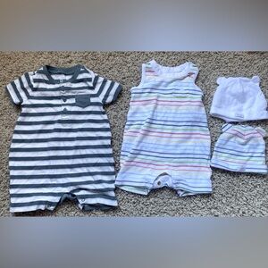 Baby Gap outfits and hats 0-3 months